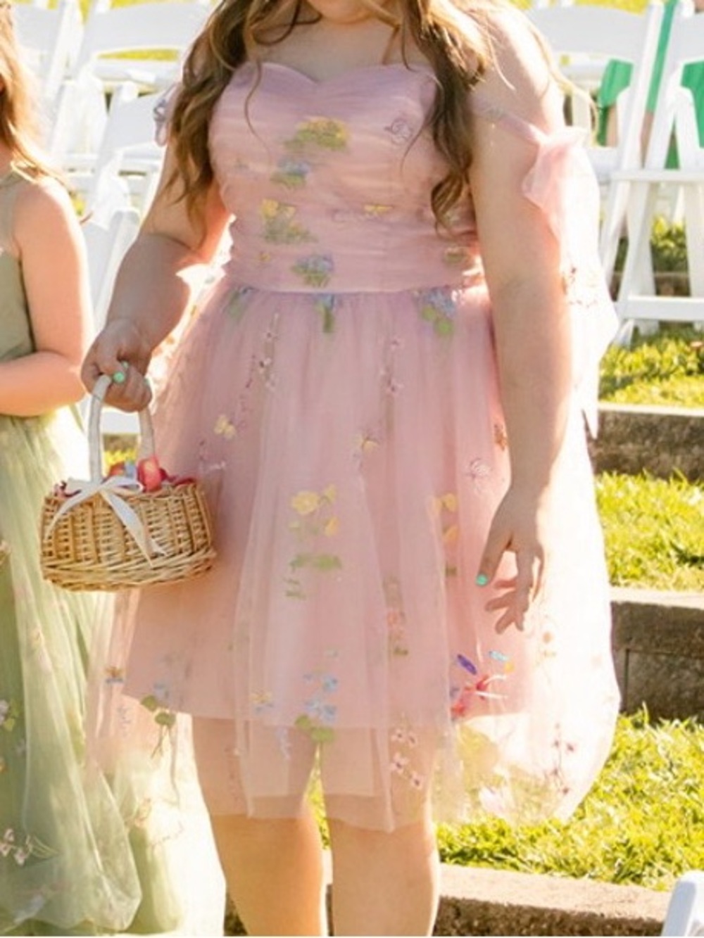 Floral Tulle Flower Girl Dress - Pink